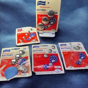Vintage PRIMS Cover-Your-Own Buttons - *Sewing Notions* - Lot of 5 various sizes